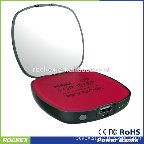 Portable makeup mirror power bank for women backup battery charger